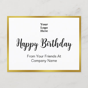 Gelukkig Verjaardag Goud en Wit Elegant Zakelijk Briefkaart