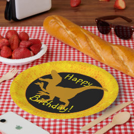 Gelukkig Verjaardag Gouden Dinohuid! Papieren Bordje