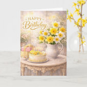 Gelukkig Verjaardag Gouden Narcissen Kaart (Gele Bloem)