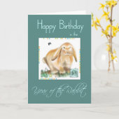 Gelukkig verjaardag-Jaar Konijn/Hazen Kaart (Gele Bloem)