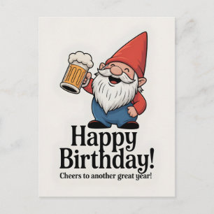 "Gelukkig Verjaardag" Kabouter die een Bier heft Briefkaart