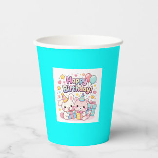 Gelukkig Verjaardag Kawaii Stijl voor Alle Leeftij Papieren Bekers