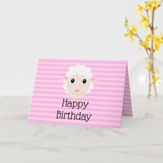 Gelukkig Verjaardag Lam Kaart (Gele Bloem)