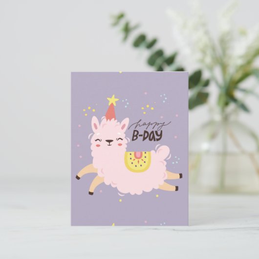 Gelukkig Verjaardag Lama Briefkaart (Staand voorkant)
