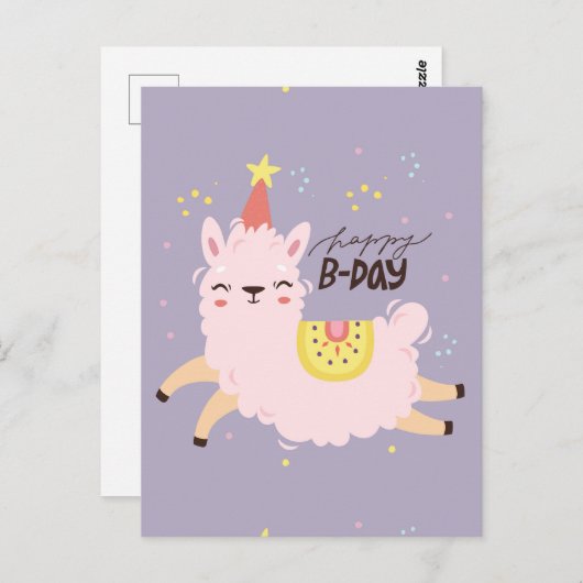 Gelukkig Verjaardag Lama Briefkaart (Voorkant / Achterkant)