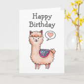 Gelukkig Verjaardag Lama Kaart (Gele Bloem)