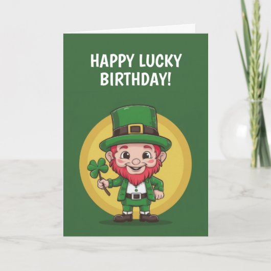 Gelukkig Verjaardag Leprechaun Kaart (Voorkant)