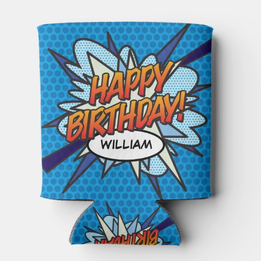 GELUKKIG VERJAARDAG Leuk Modern gepersonaliseerd b Blikjeskoeler (Achterkant)