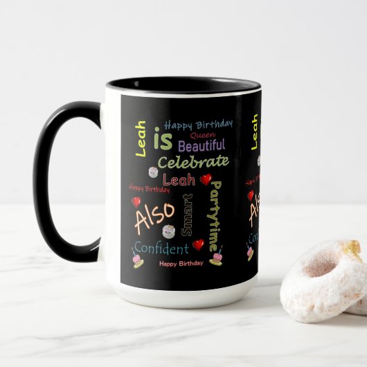 Gelukkig Verjaardag Mok Leah (Met donut)