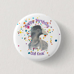 Gelukkig Verjaardag Oude Kraai Over de Hill, Humor Ronde Button 3,2 Cm