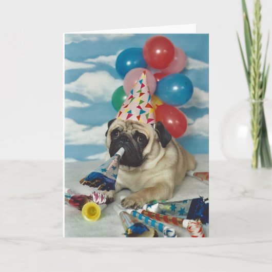 Gelukkig Verjaardag Pug Kaart (Voorkant)