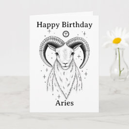 Gelukkig Verjaardag Ram Aries Handgetekend Kaart