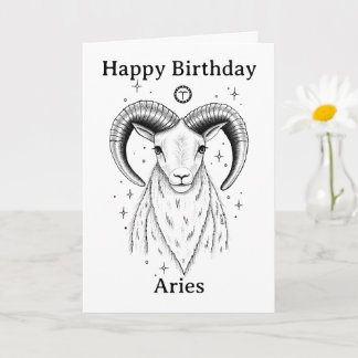 Gelukkig Verjaardag Ram Aries Handgetekend Kaart