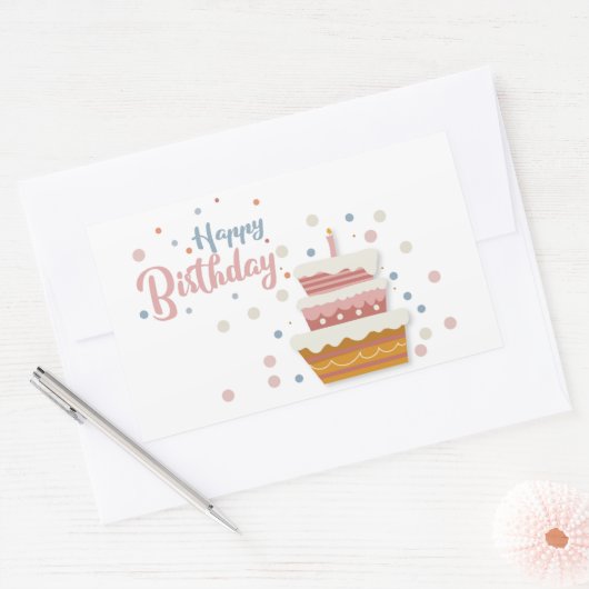 Gelukkig Verjaardag Rechthoekige Sticker (Envelop)