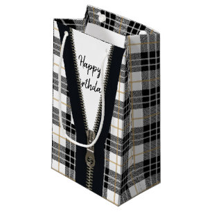 Gelukkig Verjaardag Rits Op Schotse Tartan Ruit Klein Cadeauzakje