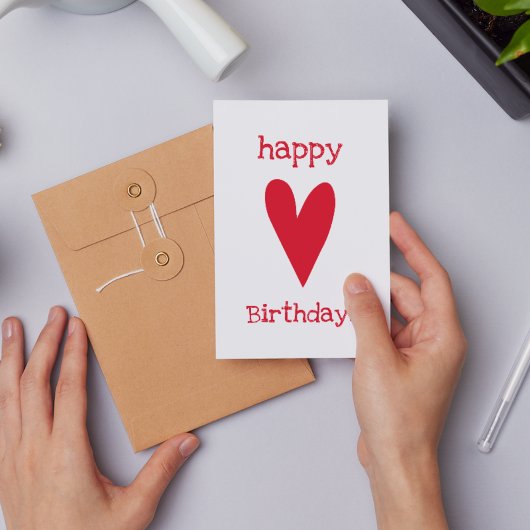 Gelukkig Verjaardag! Rode Hart Briefkaart