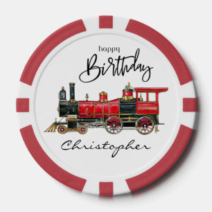 Gelukkig Verjaardag Rode Trein Poker Chips