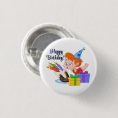 Gelukkig Verjaardag Ronde Button 3,2 Cm (Voorkant /achterkant)