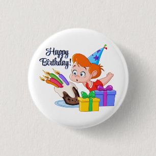 Gelukkig Verjaardag  Ronde Button 3,2 Cm