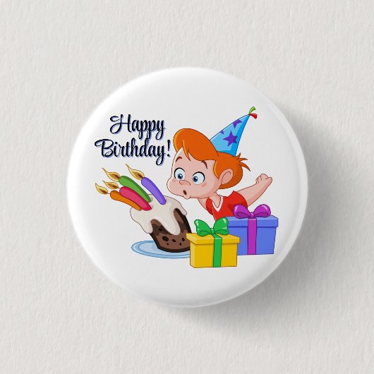 Gelukkig Verjaardag Ronde Button 3,2 Cm (Voorkant)