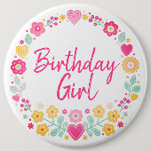 Gelukkig Verjaardag Ronde Button 6,0 Cm (Voorkant)