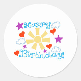 Gelukkig Verjaardag  Ronde Sticker