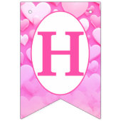 GELUKKIG VERJAARDAG Roze harten feest Vlaggetjes (Tweede vlag)