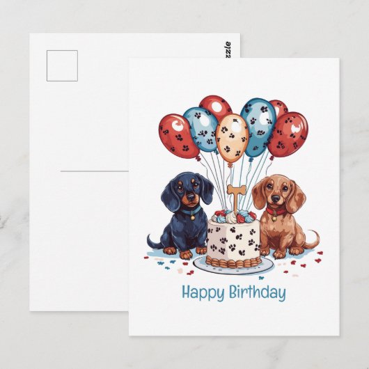 Gelukkig Verjaardag Sausagehonden Briefkaart (Voorkant / Achterkant)