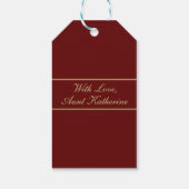 Gelukkig Verjaardag Script Naam Bourgondiërood Gou Cadeaulabel (Achterkant)