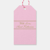 Gelukkig Verjaardag Script Naam Poeder Roze Goud Cadeaulabel (Achterkant)