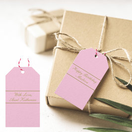 Gelukkig Verjaardag Script Naam Poeder Roze Goud Cadeaulabel