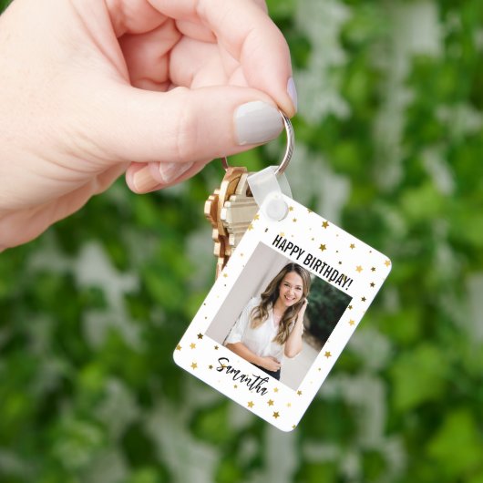 Gelukkig Verjaardag Sleutelhanger, Met Naam & Foto Sleutelhanger (Hand)