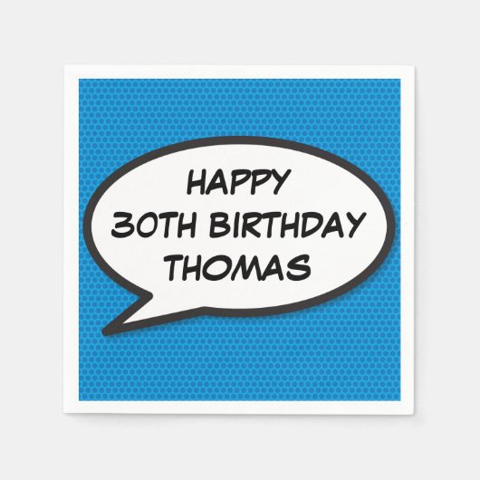 GELUKKIG VERJAARDAG Speech Bubble Fun Retro Comic  Servet (Voorkant)