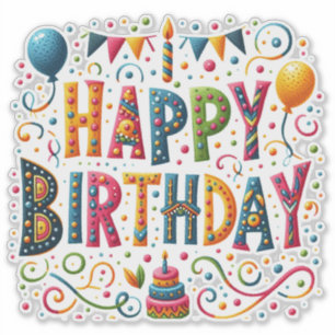Gelukkig Verjaardag Sticker
