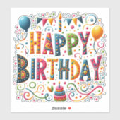 Gelukkig Verjaardag Sticker (Vel)