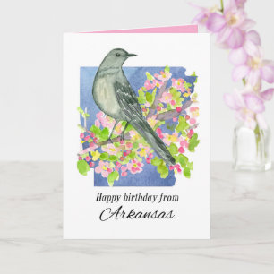 Gelukkig Verjaardag van Arkansas Spotvogel Bloemen Kaart