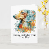 Gelukkig Verjaardag van Cute Bloemige Dachshund Kaart (Gele Bloem)