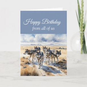 Gelukkig Verjaardag Van de Groep Wolf Pack Kaart