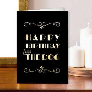 Gelukkig Verjaardag van de Hond Vintage Art Deco G Folie Wenskaart
