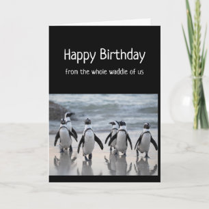 Gelukkig Verjaardag Van Groep Hele Bos Pinguïns Kaart