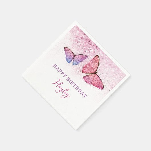 Gelukkig Verjaardag Vlinder Meisje Verjaardagsfees Servet (Hoek)
