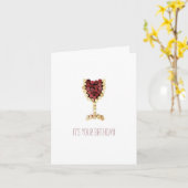 Gelukkig Verjaardag Wijn Kaart (Gele Bloem)