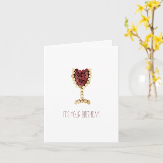 Gelukkig Verjaardag Wijn Kaart (Gele Bloem)