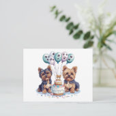 Gelukkig Verjaardag Yorkie Hond Briefkaart (Staand voorkant)