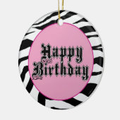 Gelukkig verjaardag Zebra Keramisch Ornament (Links)