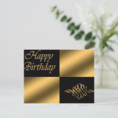 Gelukkig Verjaardag Zwart en Goud  Briefkaart (Staand voorkant)