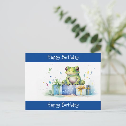 Gelukkig verjaardags Lieve groene kikker met ingep Briefkaart (Staand voorkant)