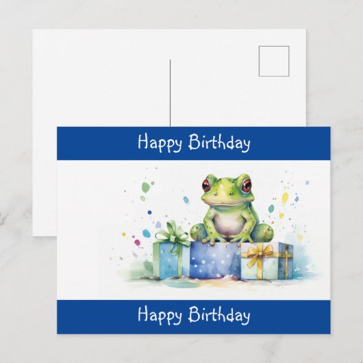 Gelukkig verjaardags Lieve groene kikker met ingep Briefkaart (Voorkant / Achterkant)