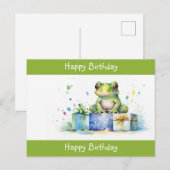 Gelukkig verjaardags Lieve groene kikker met ingep Briefkaart (Voorkant / Achterkant)