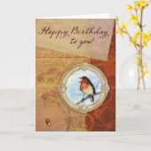 Gelukkig Verjaardags Vogel Kaart (Gele Bloem)
